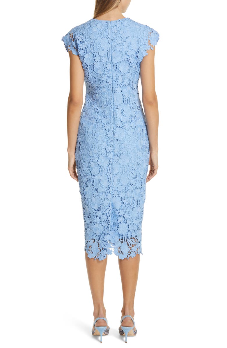 Lela Rose Fitted Floral Guipure Lace Dress, Alternate, color, 