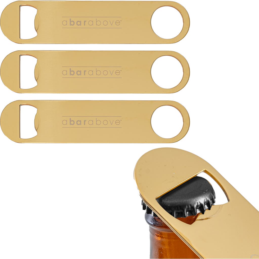 A Bar Above Gold Bar Blade Bottle Openers, 3 Pack In Stainless Steel