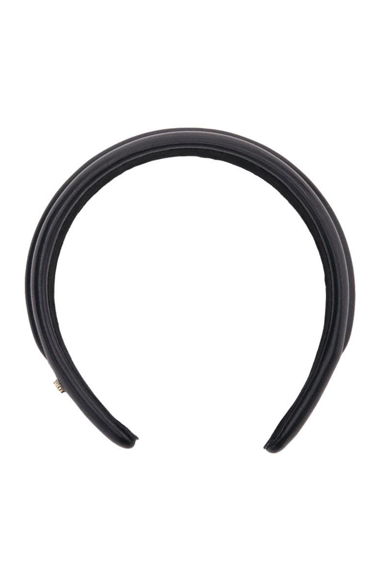 maje Leather headband, Main, color, Black