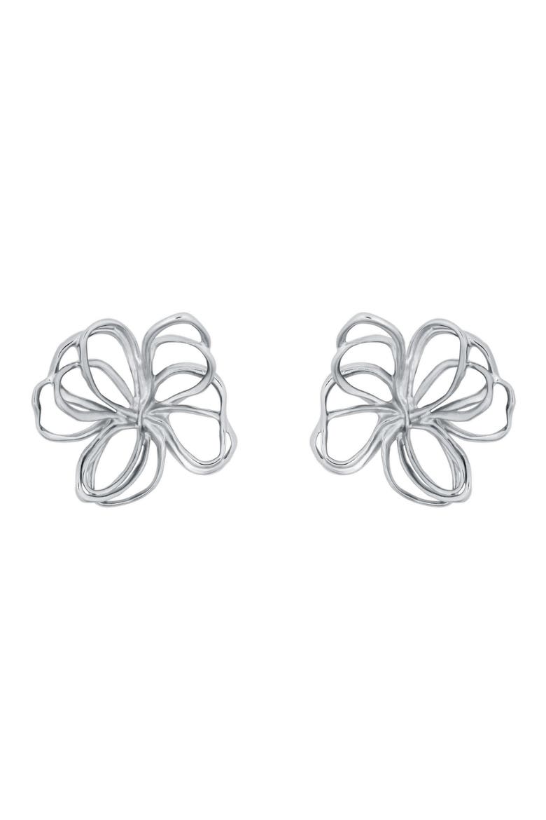 Wire Flower Stud Earrings, Main, color, SILVER