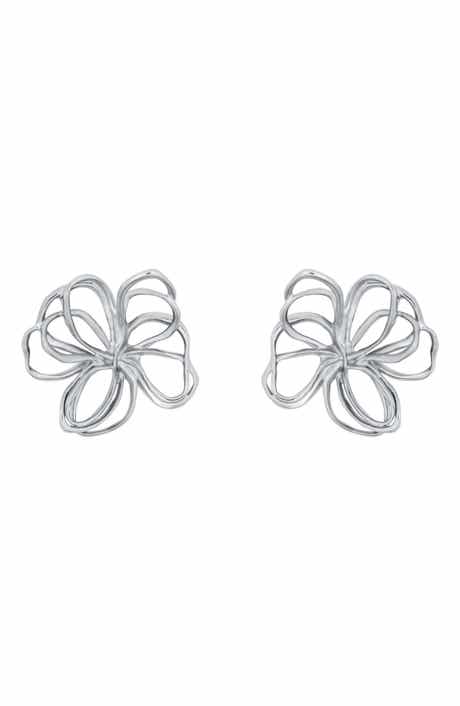 Wire Flower Stud Earrings