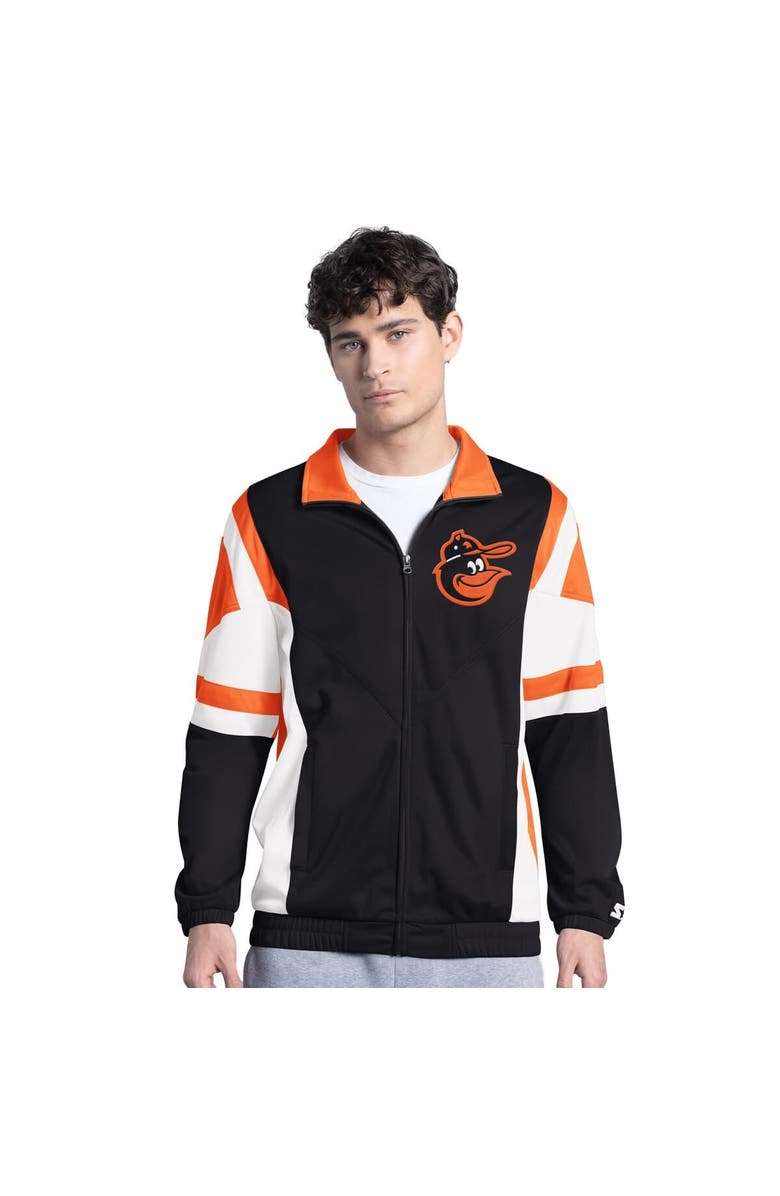 STARTER Men's Starter Black/Orange Baltimore Orioles Contender Tricot Full-Zip Track Jacket, Alternate, color, Black