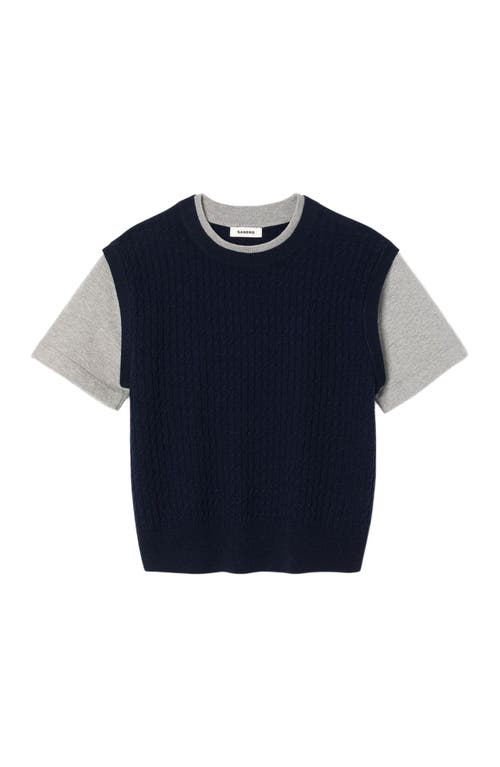 Sandro Dual-material Knit Sweater In Blue