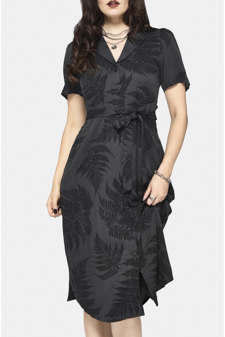 Ruin Fern Button Midi Shirt Dress, Alternate, color, Grey
