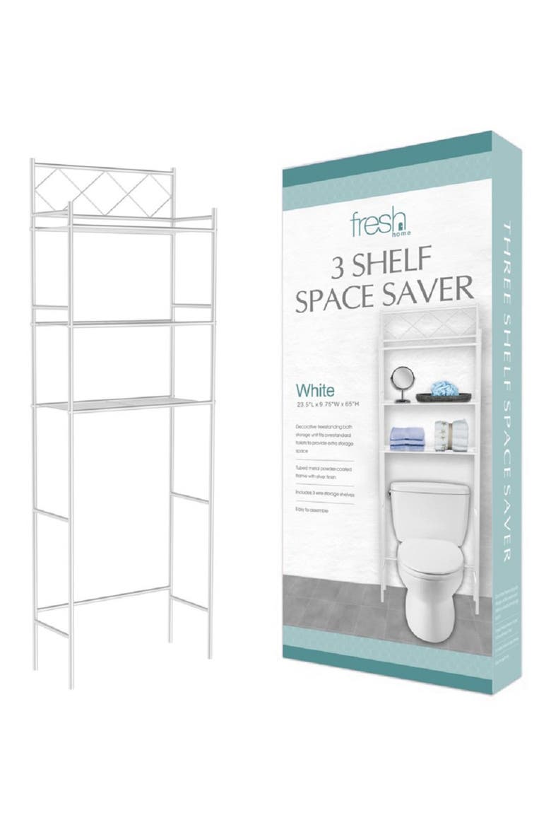 3-Shelf Metal Bathroom Organizer, Main, color, WHITE