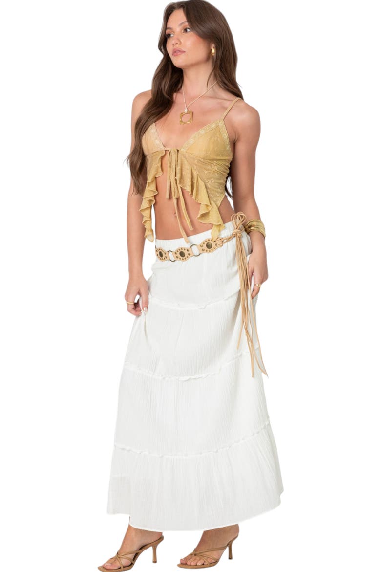 Yola Embroidered Tie Front Camisole, Alternate, color, NUDE