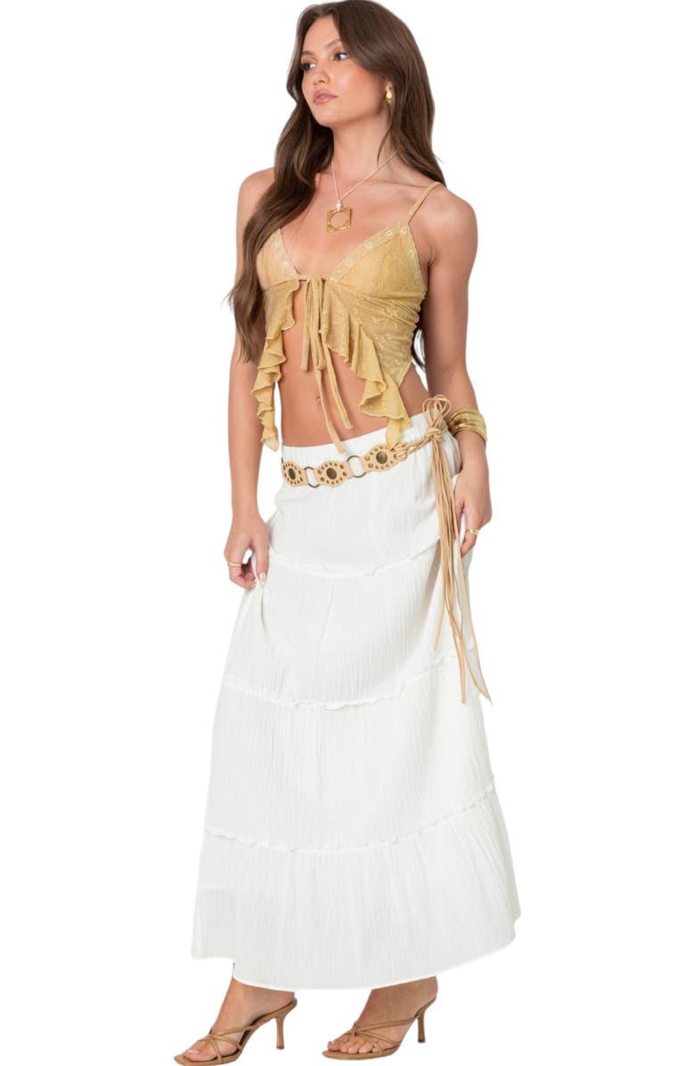 EDIKTED Yola Embroidered Tie Front Camisole, Alternate, color, Nude