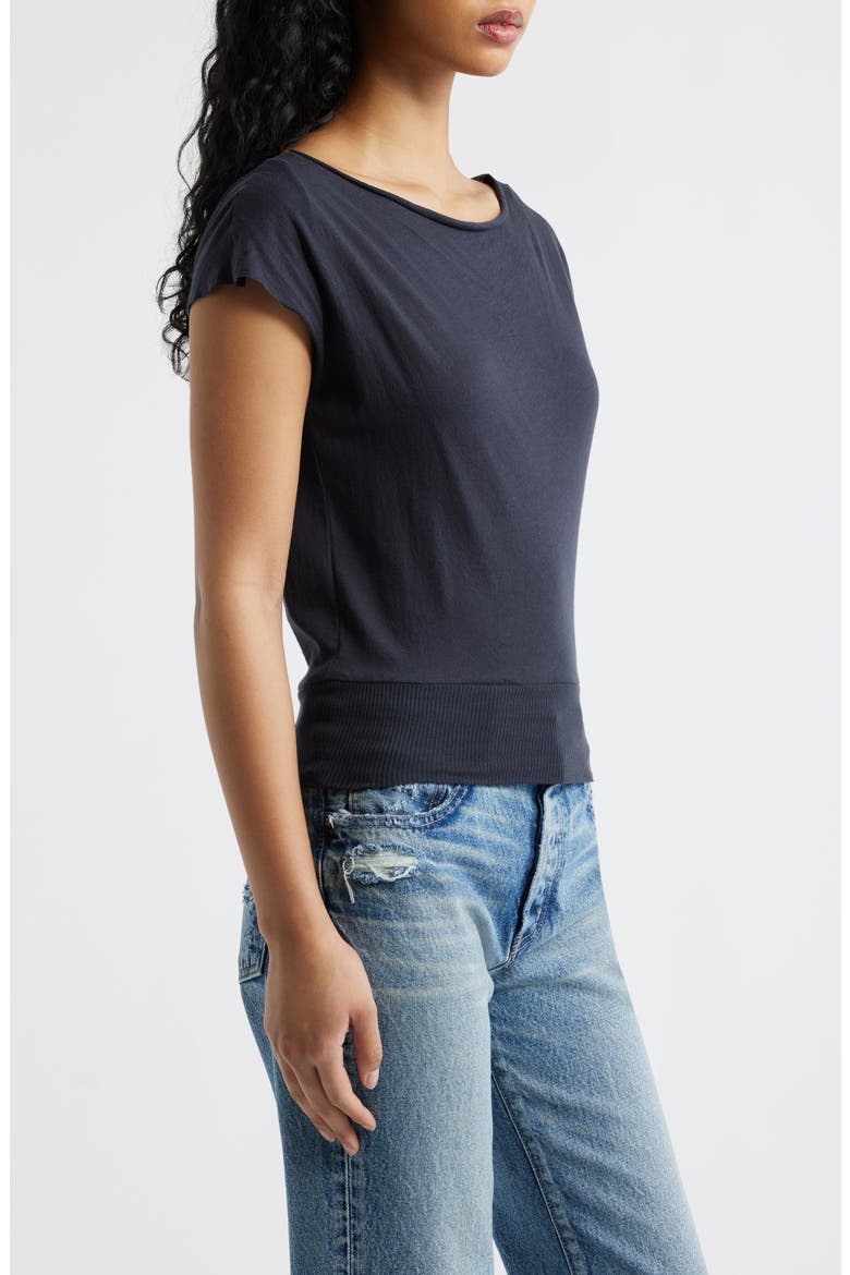 Off the Shoulder Banded Top, Alternate, color, BLACK