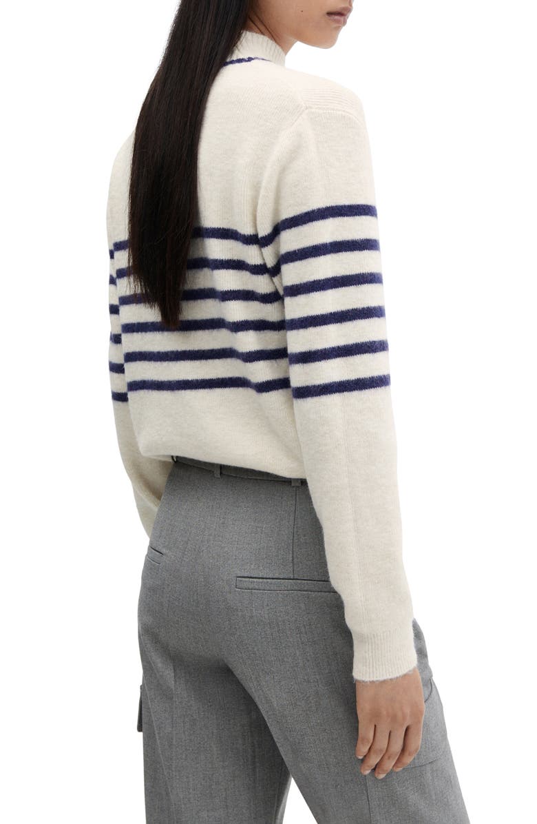 MANGO Stripe Fuzzy Mock Neck Sweater, Alternate, color, 