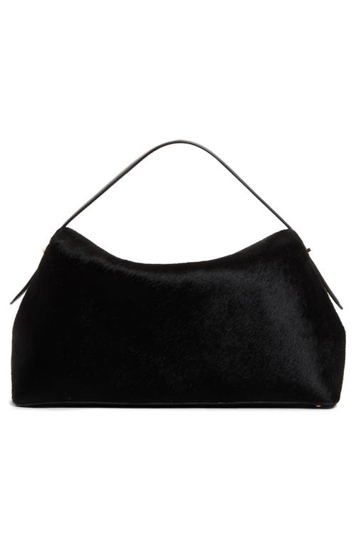 Totême Toteme T-lock Genuine Calf Hair Top Handle Bag In Black