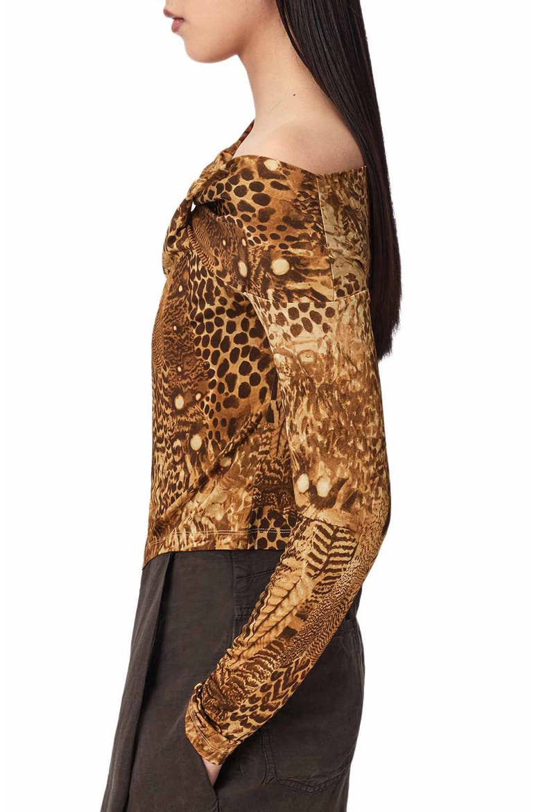Arlie Asymmetrical Neck Long Sleeve Top, Alternate, color, BLIXA GOLD