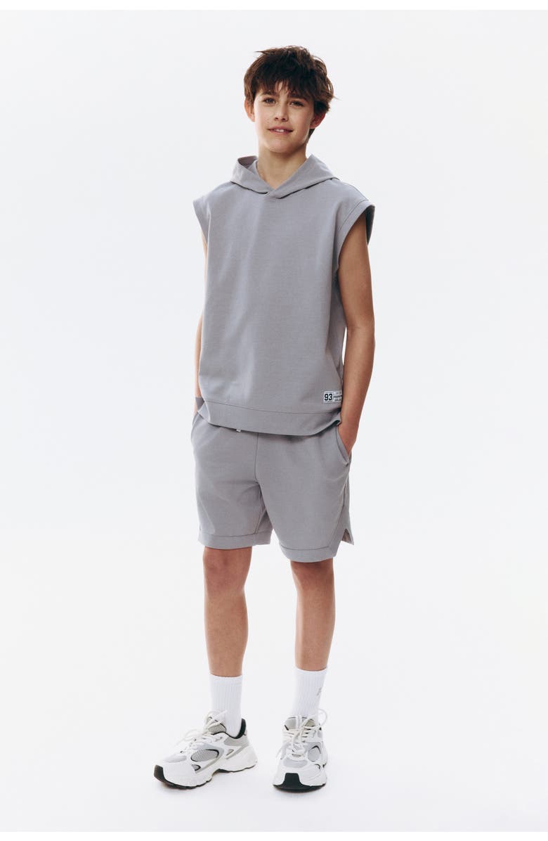 H&M Sleeveless sports hoodie and shorts with drymove, Main, color, Light Gray
