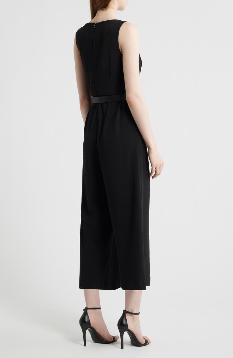 Anne Klein Side Button Cool Crepe Culotte Jumpsuit, Alternate, color, Anne Black