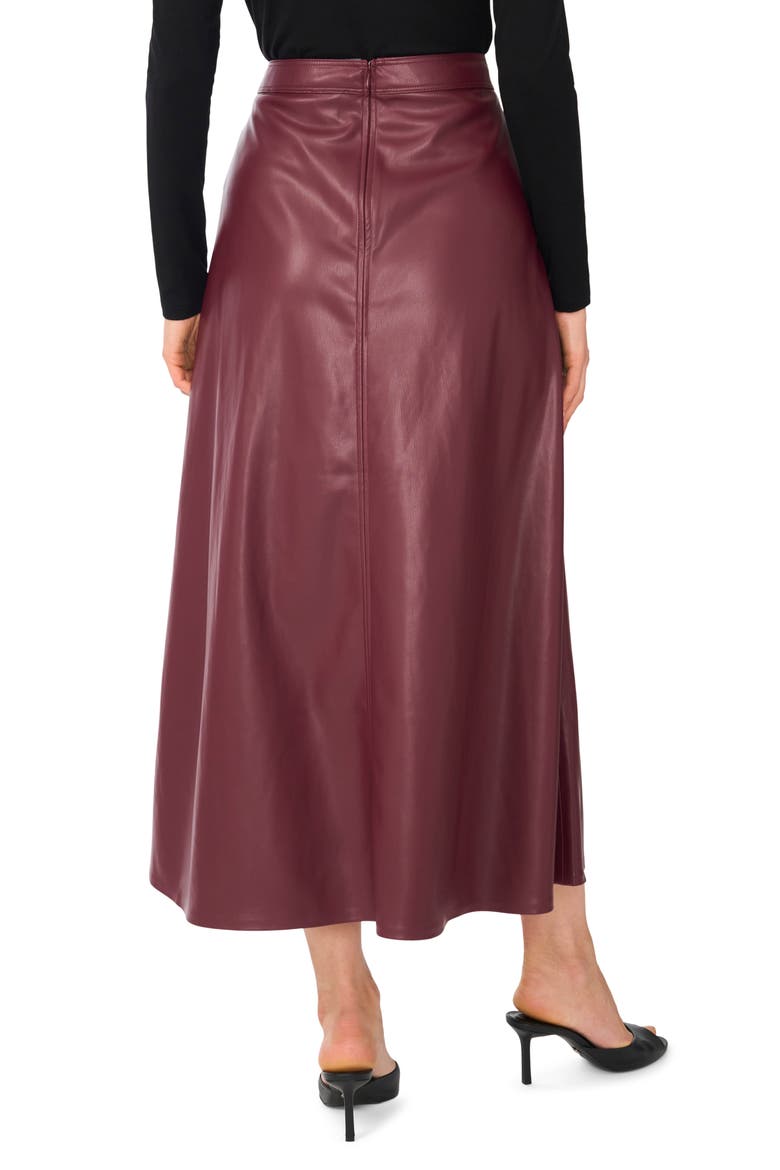 Faux Leather A-Line Maxi Skirt, Alternate, color, CRISP MERLOT
