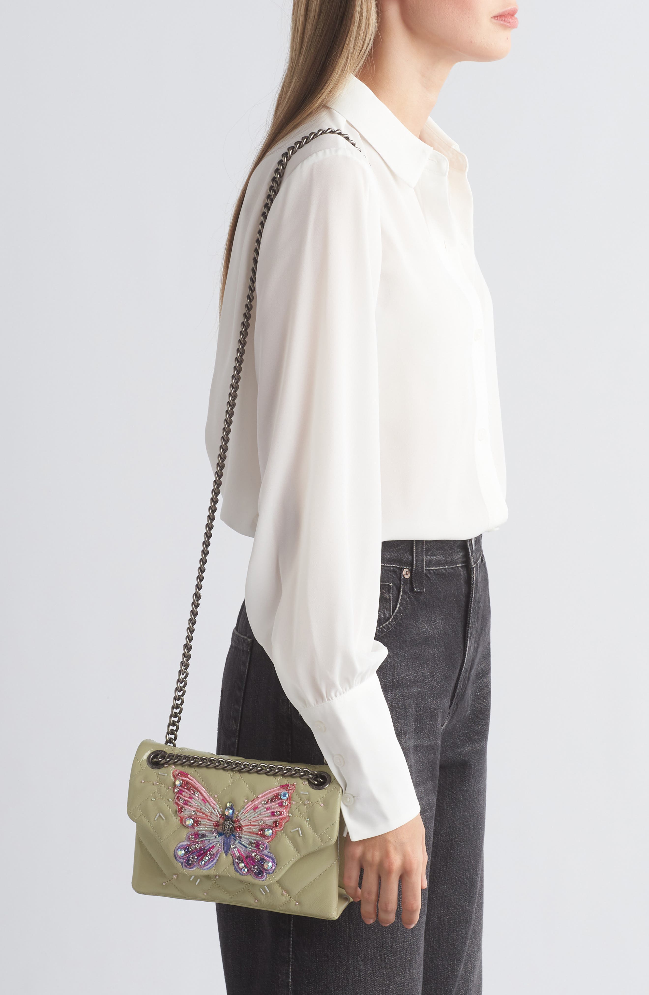 Kurt Geiger London Mini Kensington Butterfly Leather Crossbody Bag, Alternate, color, 