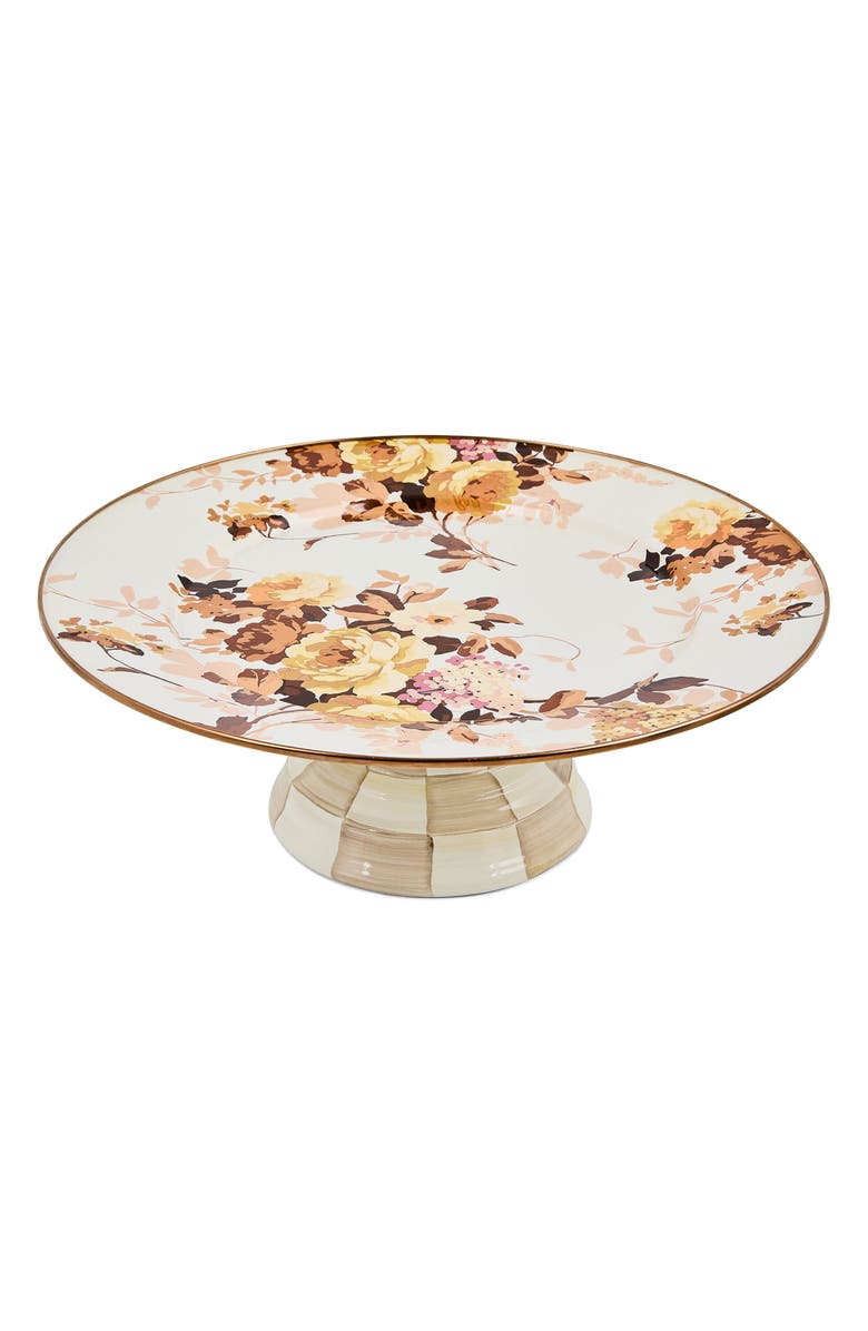 MACKENZIE CHILDS Wild Rose Large Pedestal Platter, Alternate, color, White