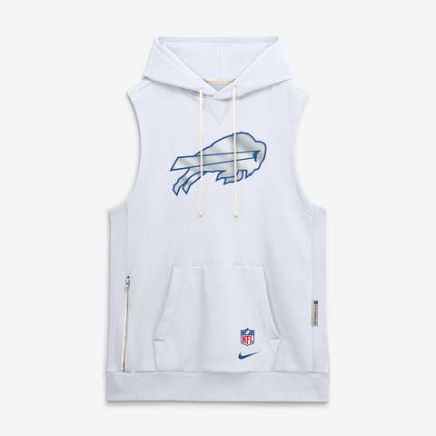 Men's Nike White Buffalo Bills Rivalries Collection Sideline Sleeveless Fleece Hoodie
