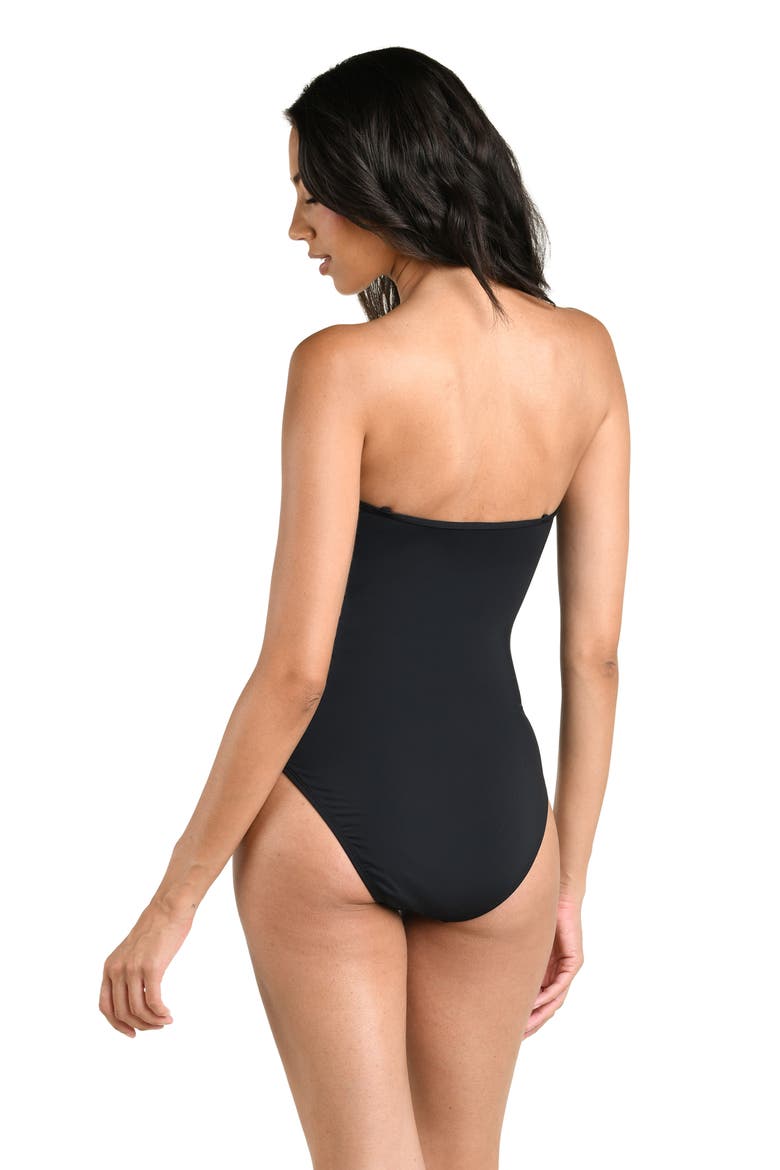 Island Goddess Bandeau One-Piece Swimsuit, Alternate, color, BLACK