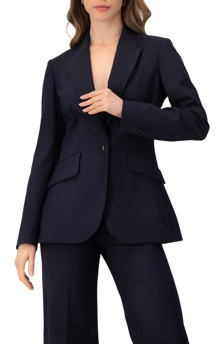 IVONNE Tailored One-Button Blazer, Main, color, Navy Blue