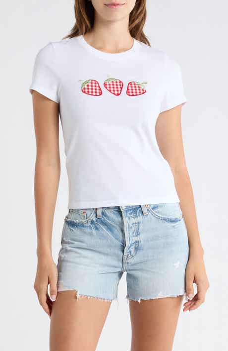 Gingham Strawberries Graphic T-shirt