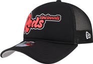 New Era Men's New Era Black Cincinnati Reds Retro Bold A-Frame Trucker 9FORTY Adjustable Hat