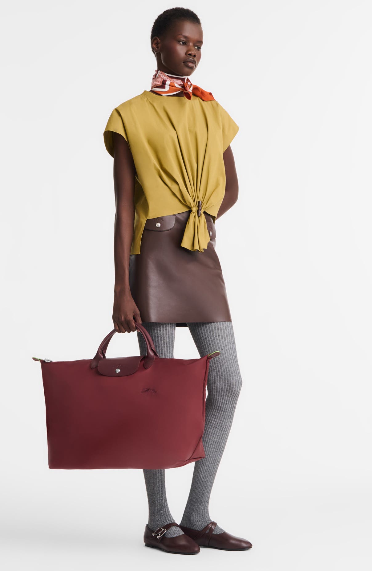 Longchamp Large Le Pilage Travel Bag, Alternate, color, Pomegranate