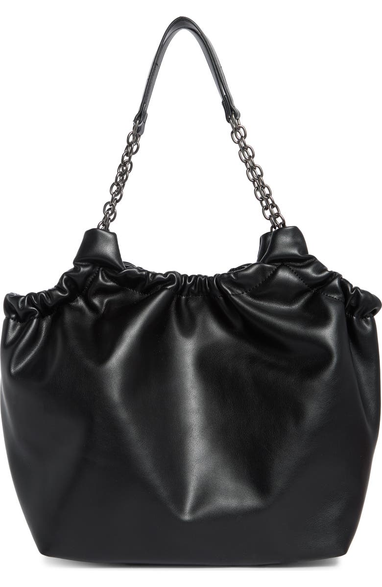 BCBG Chain Water Repellent Shoulder Bag, Alternate, color, Black