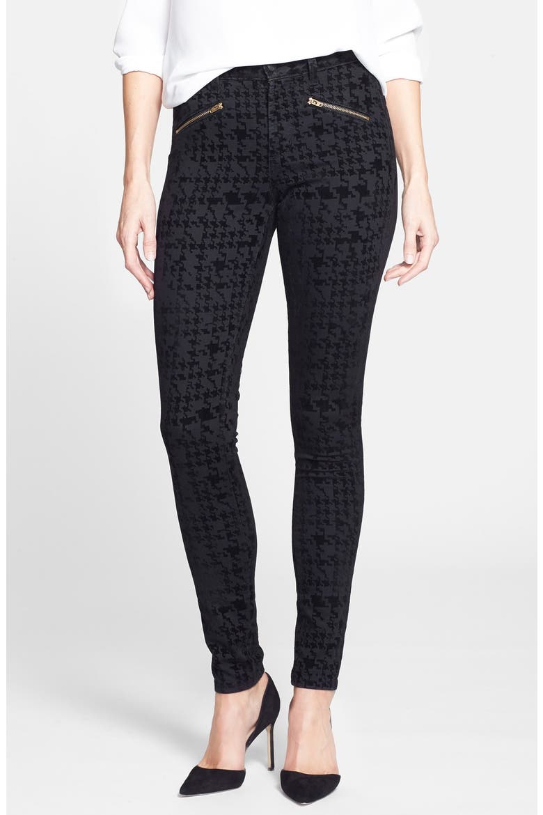 'Ami' Houndstooth Print Stretch Skinny Jeans, Main, color, HOUNDSTOOTH/ BLACK