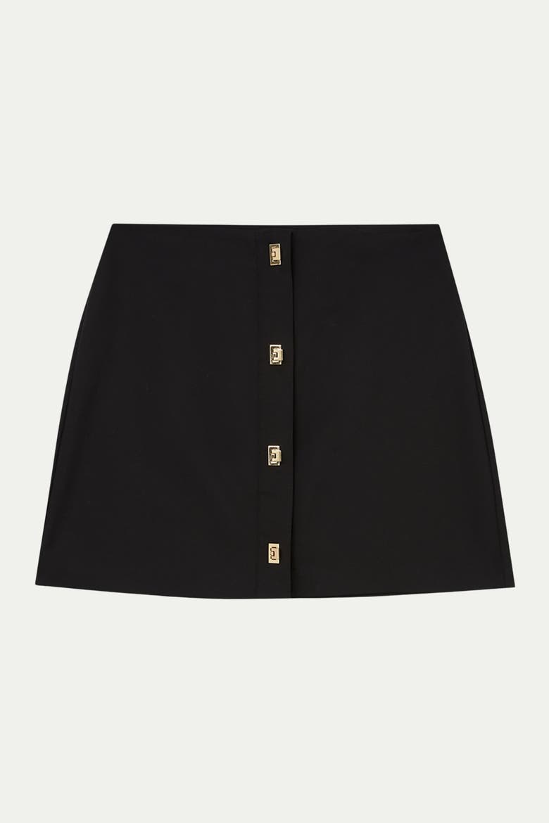Techno Cotton Gold Clasp Skirt, Alternate, color, Black