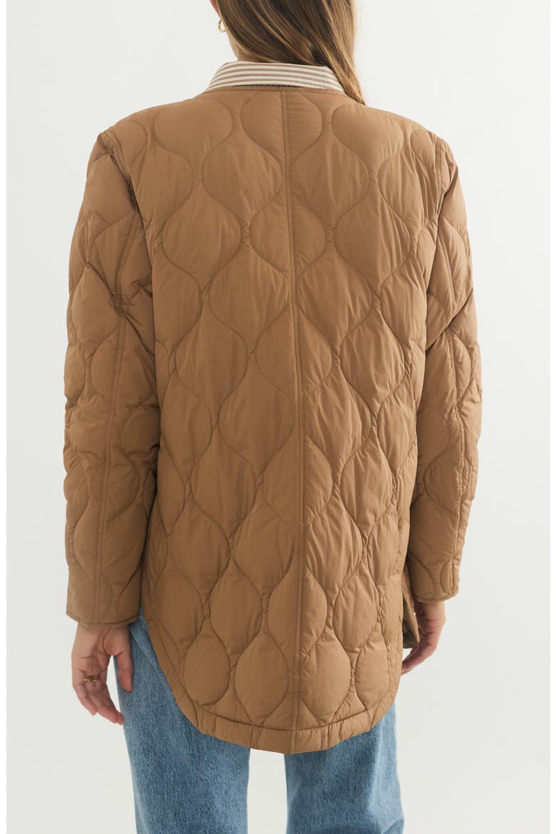 Collarless Quilted Coat, Alternate, color, CARAMEL