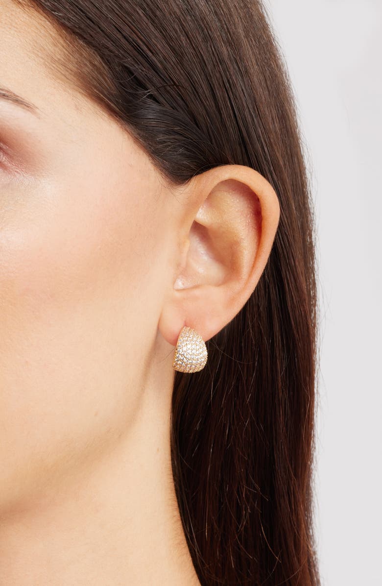 Nordstrom Pavé Huggie Hoop Earrings, Alternate, color, Clear- Gold