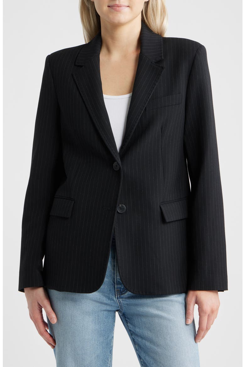 Pinstripe Straight Fit Suit Blazer, Alternate, color, DARK NAVY