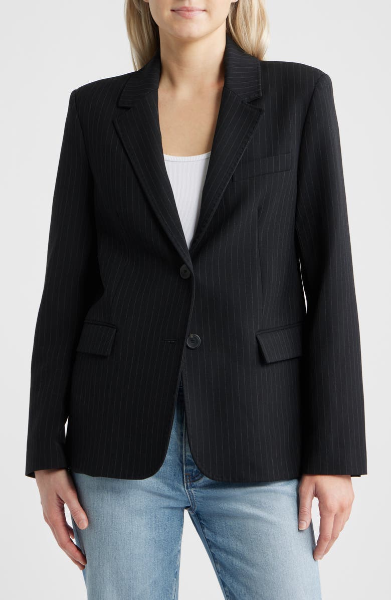 MANGO Pinstripe Straight Fit Suit Blazer, Alternate, color, Dark Navy