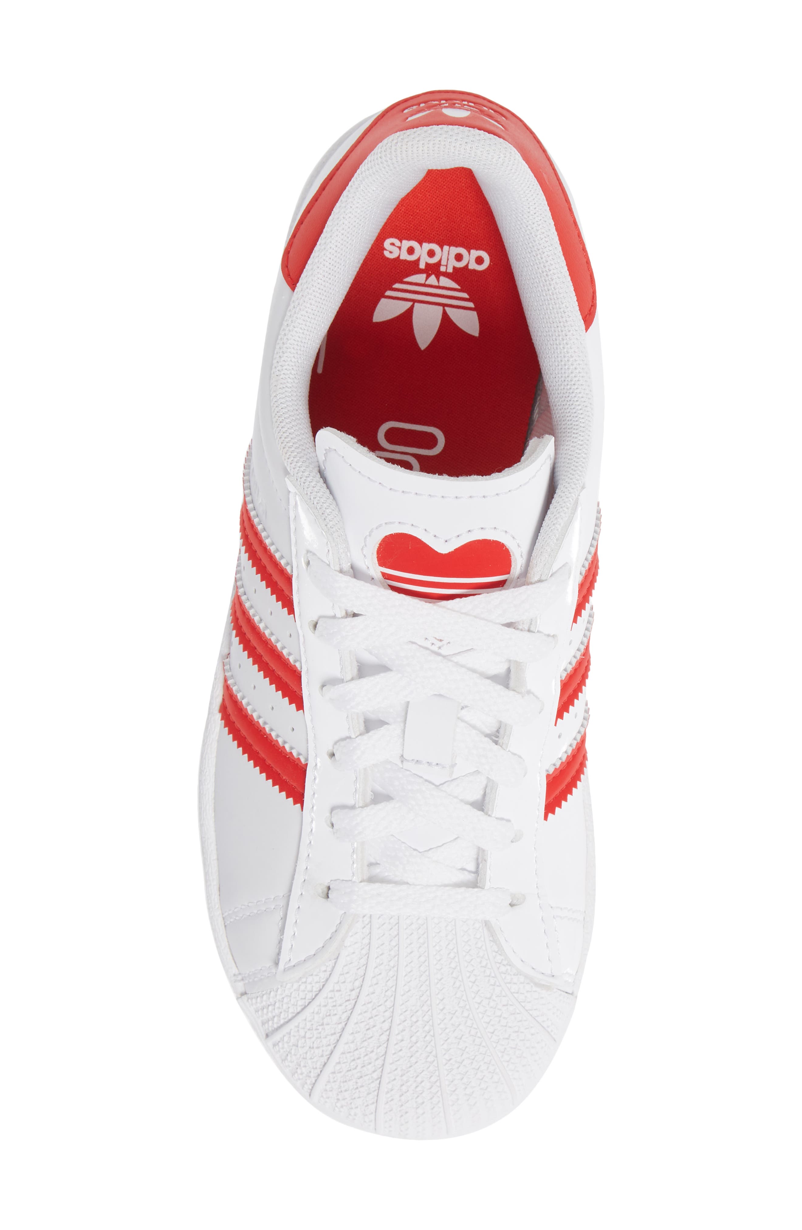 Superstar Sneaker, Alternate, color, FOOTWEAR WHITE/ VIVID RED