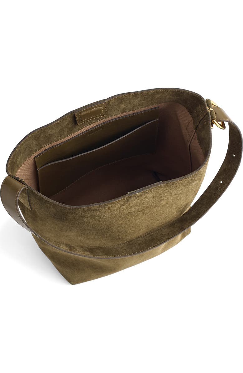 Madewell Essentials Suede Bucket Bag, Alternate, color, Shaded Olive