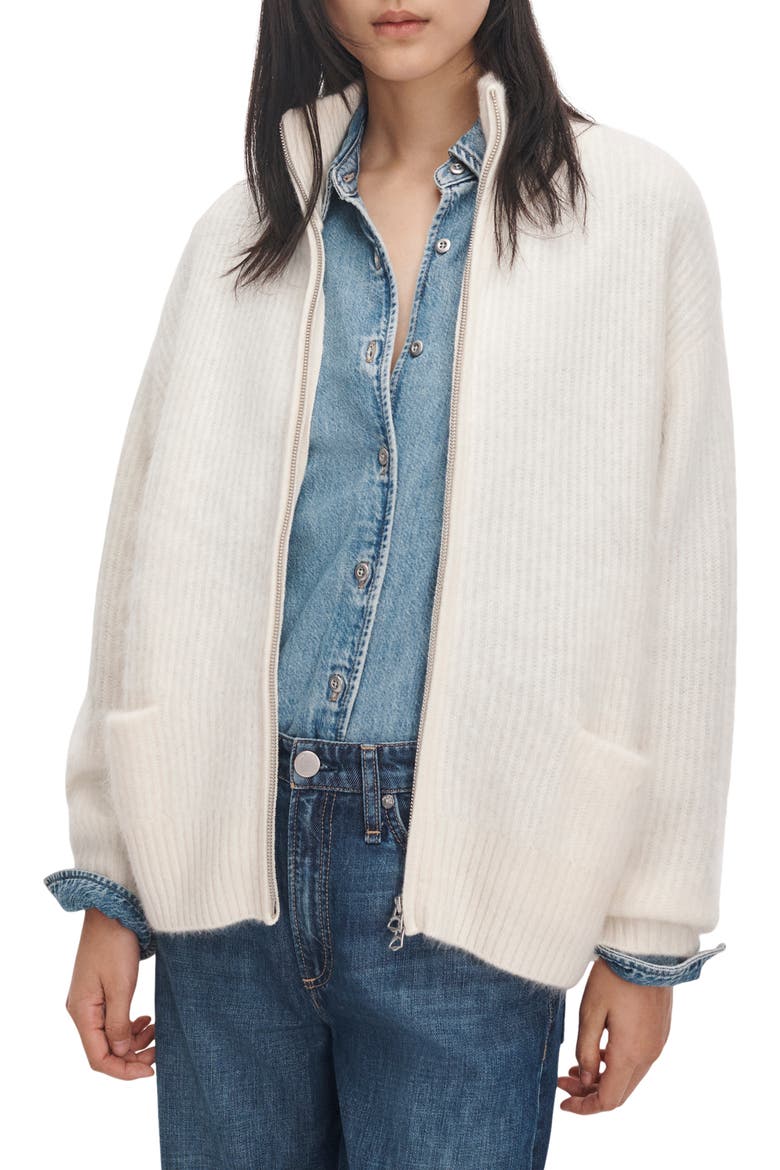 Jada Brushed Cashmere Full Zip Cardigan, Main, color, IVORY