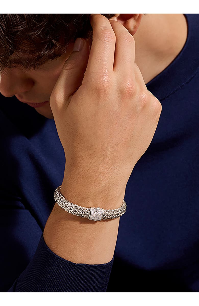 John Hardy Icon Bracelet, Sterling Silver, Pavé, 10.5mm, Alternate, color,