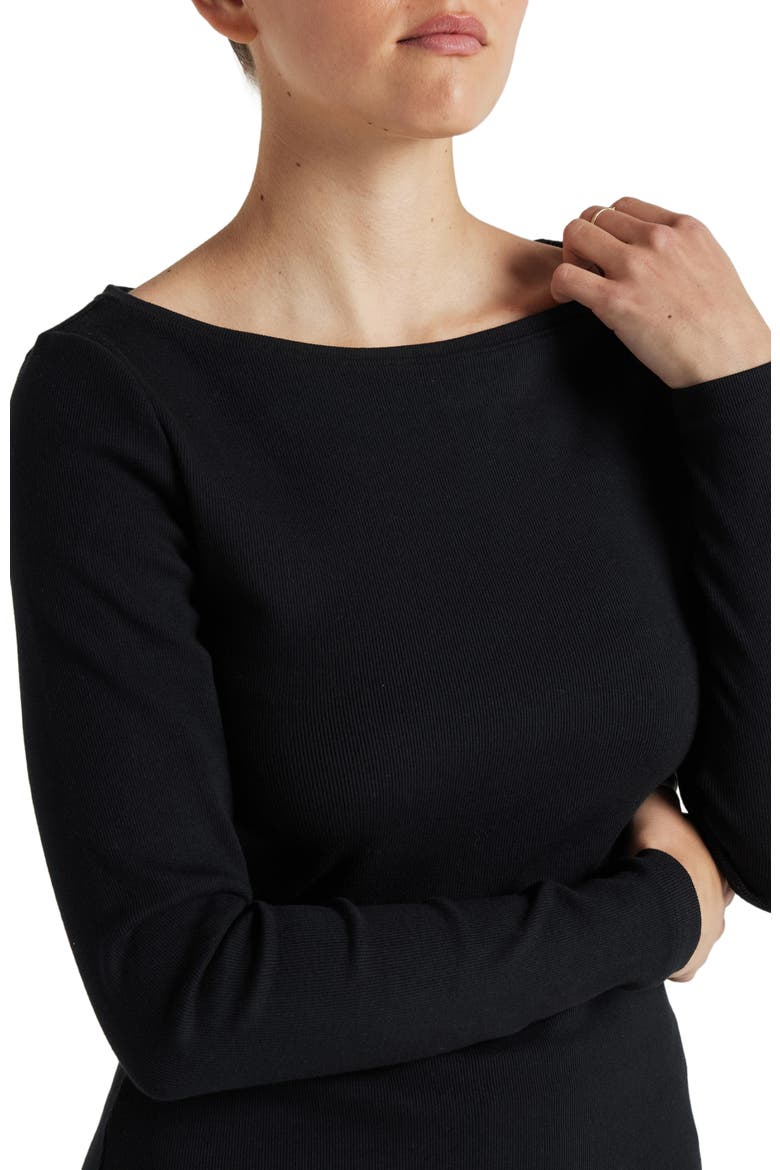 Serene Rib Long Sleeve Top, Alternate, color, Black