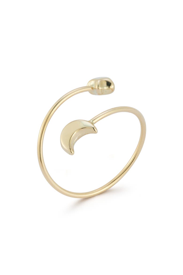 14K Gold Moon & Star Bypass Ring, Main, color, GOLD
