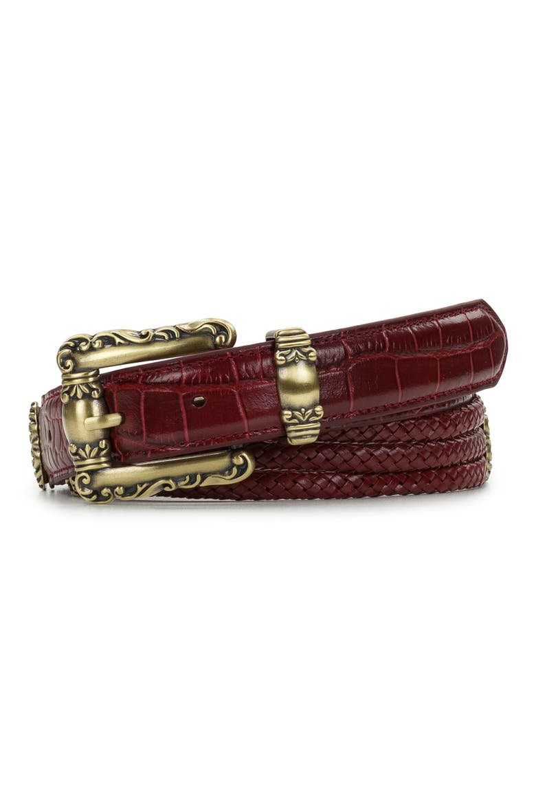 Barni Distressed Croc-Embossed Leather, Main, color, OXBLOOD