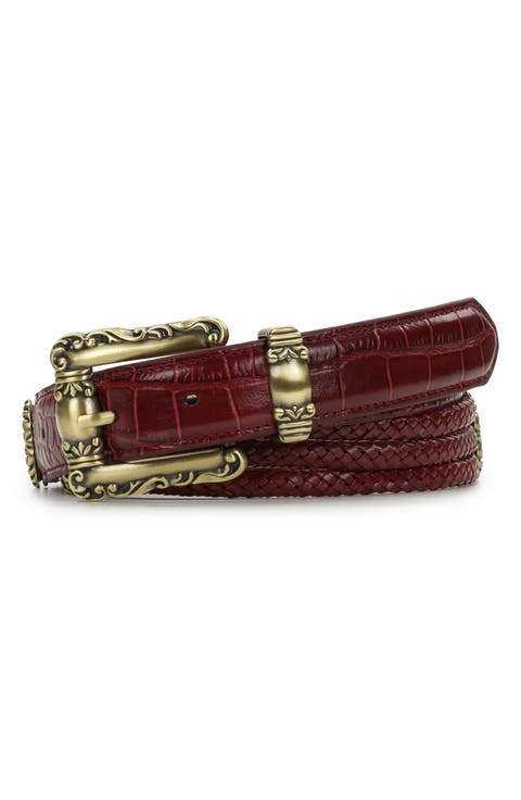 Barni Distressed Croc-Embossed Leather