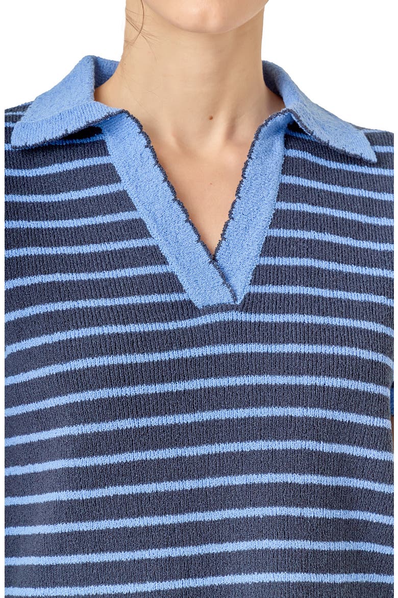 Stripe Polo Scallop Hem Sweater, Alternate, color, POWDER BLUE/ NAVY