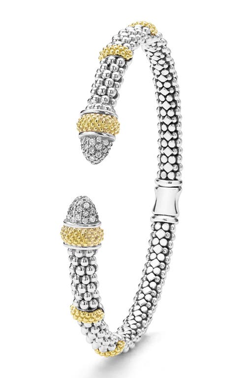 Lagos Caviar Lux 2-tone Caviar Diamond Versa Torque Bracelet In Metallic