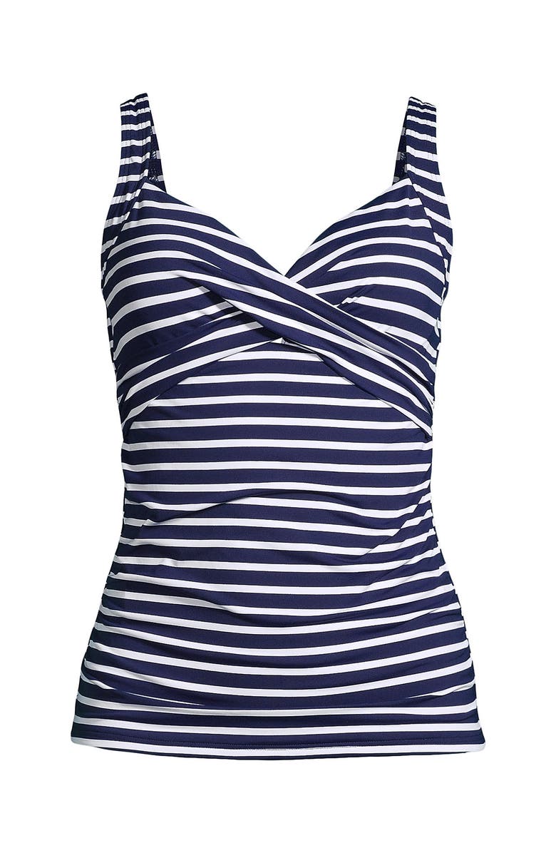 Lands' End Plus Size DD-Cup V-Neck Wrap Underwire Tankini Swimsuit Top, Alternate, color, 