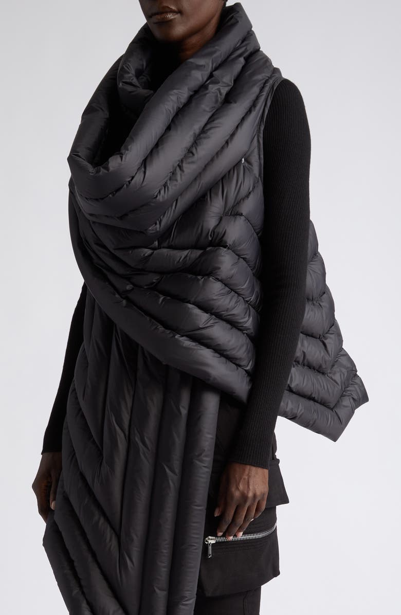 Rick Owens Gleam Scarf Down Puffer Vest, Alternate, color, 