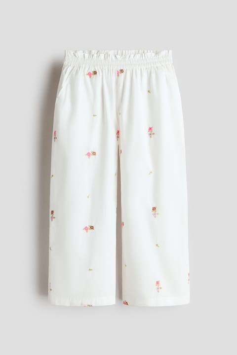 Embroidery-detail Cotton Trousers
