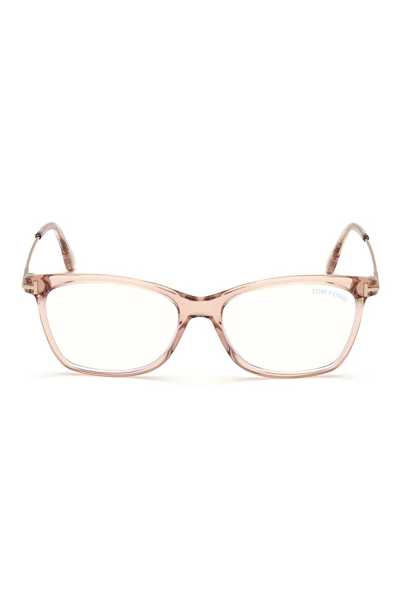 50mm Square Optical Glasses, Main, color, PINK ROSE GOLD / BLUE BLOCK