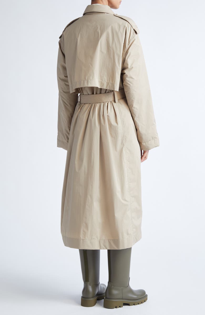 Moncler Yevre Down Trench Coat, Alternate, color, Woodsmoke