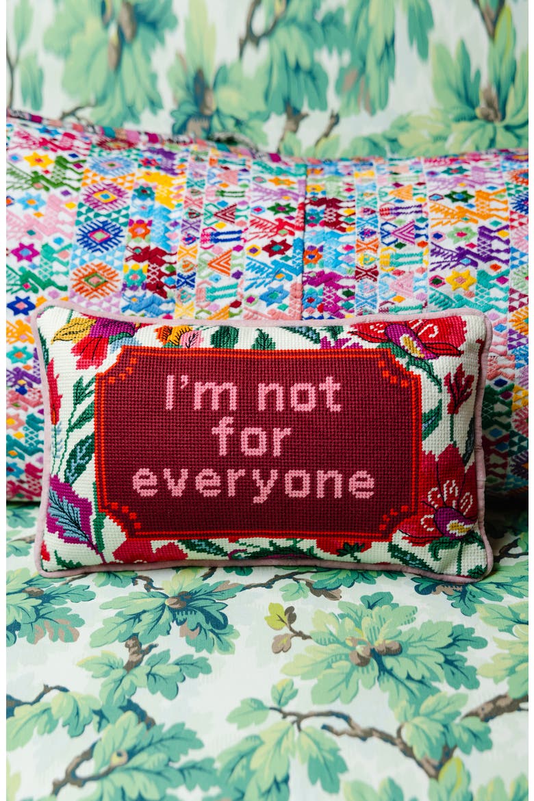 Not For Everyone Needlepoint Pillow, Alternate, color, Pink, Maroon, Red, White