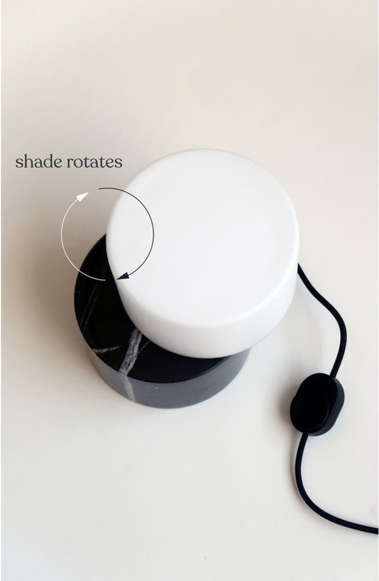 Brightech ZigZag 6" Crescent Moon Sculptural LED Desk Lamp with Marble and Glass, Rotatable Shade, Bulb Included, Alternate, color, Classic Black